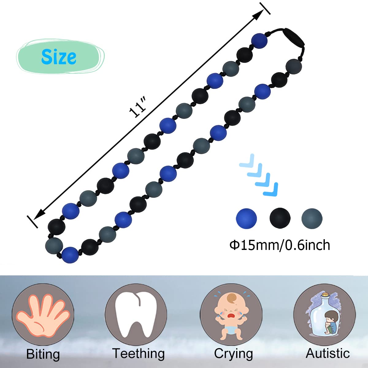 Choneer sensory chew necklace two-pack on display demonstrates portable self-regulation for children.