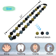 Choneer beads close-up shows soft chew surface for sensory exploration
