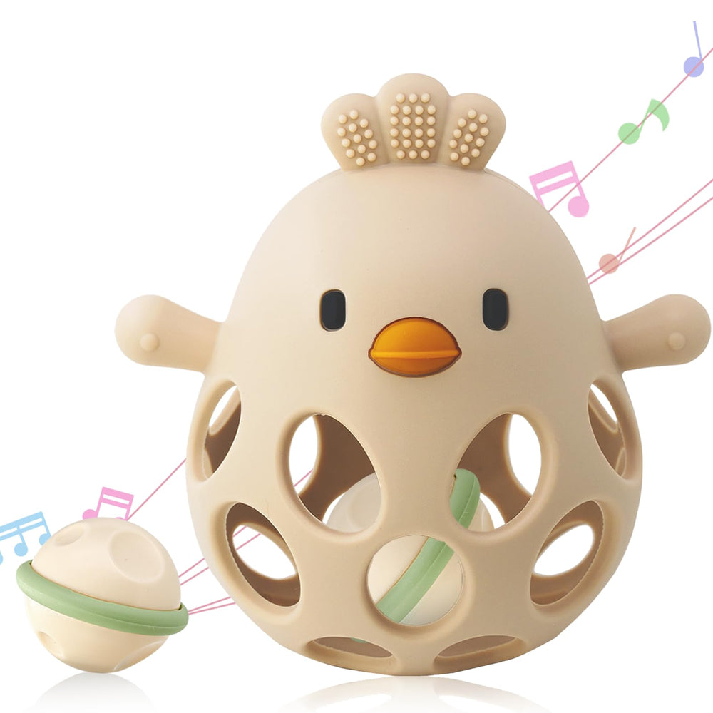ChooKaChoo 2-in-1 teething rattle chick teether with easy-grip design for infants.