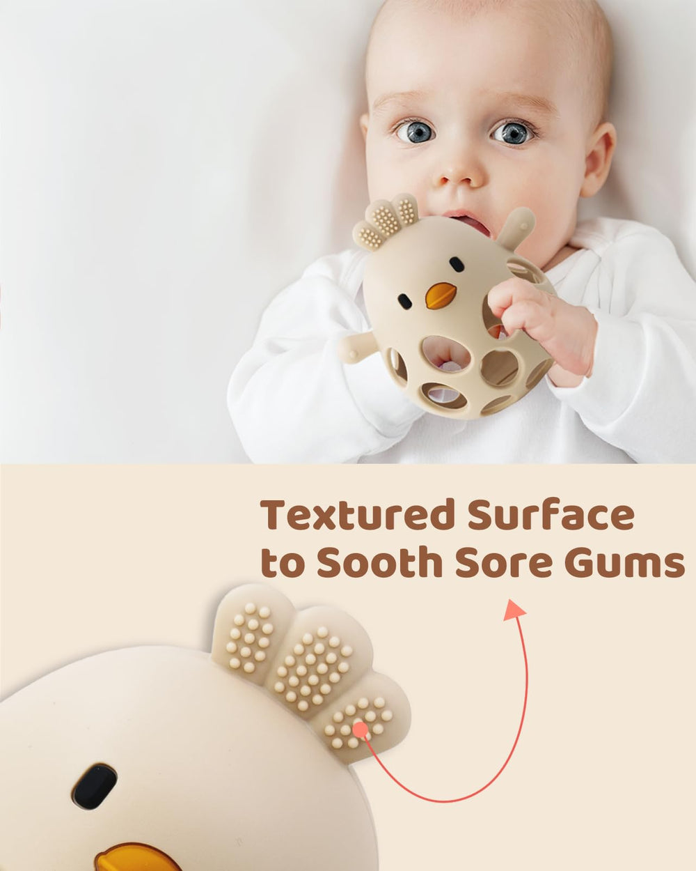 ChooKaChoo built-in rattle adds sensory engagement during curious grasping moments.
