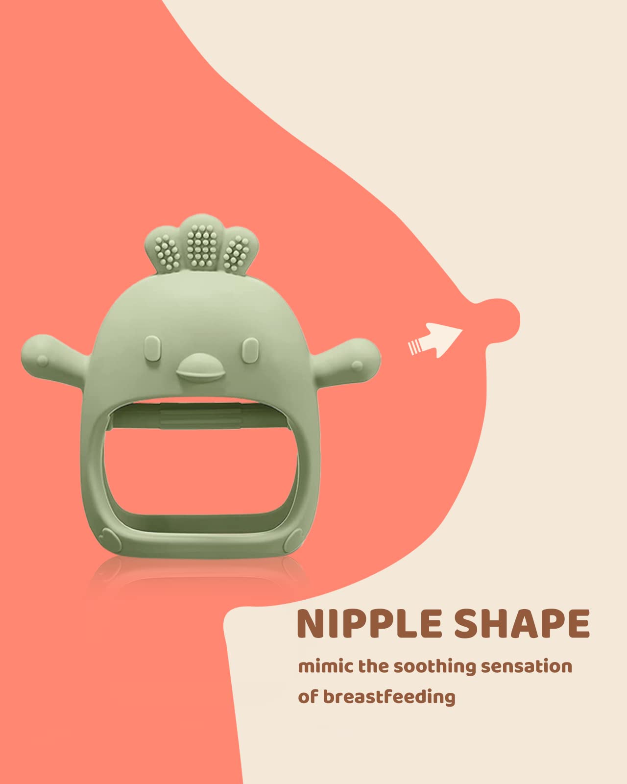ChooKaChoo two-pack teether set in green and caramel colors for on-the-go comfort.