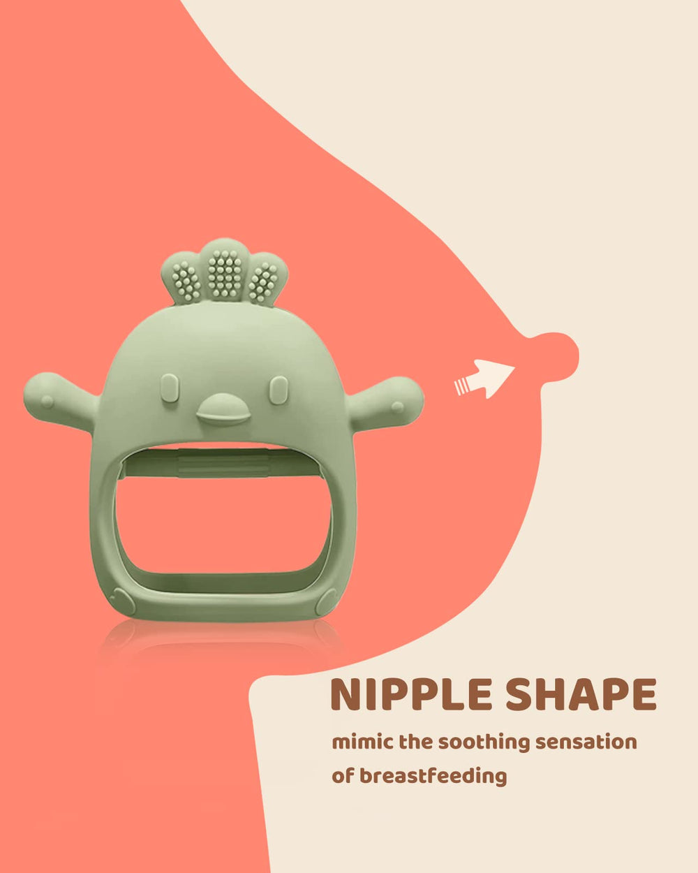 ChooKaChoo two-pack teether set in green and caramel colors for on-the-go comfort.