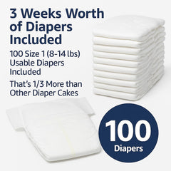 Choobly diaper cake kit includes 100 premium diapers for newborns.