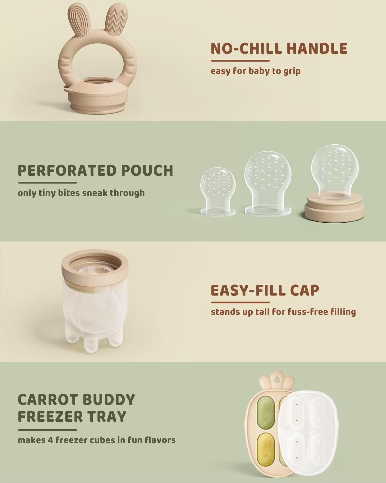 ChooKaChoo silicone nipple pouches come in two sizes for growing babies.