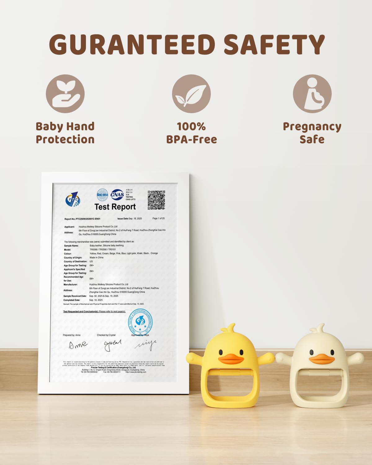 ChooKaChoo Duckie teether patent-pending design with arms that mimic a nipple.