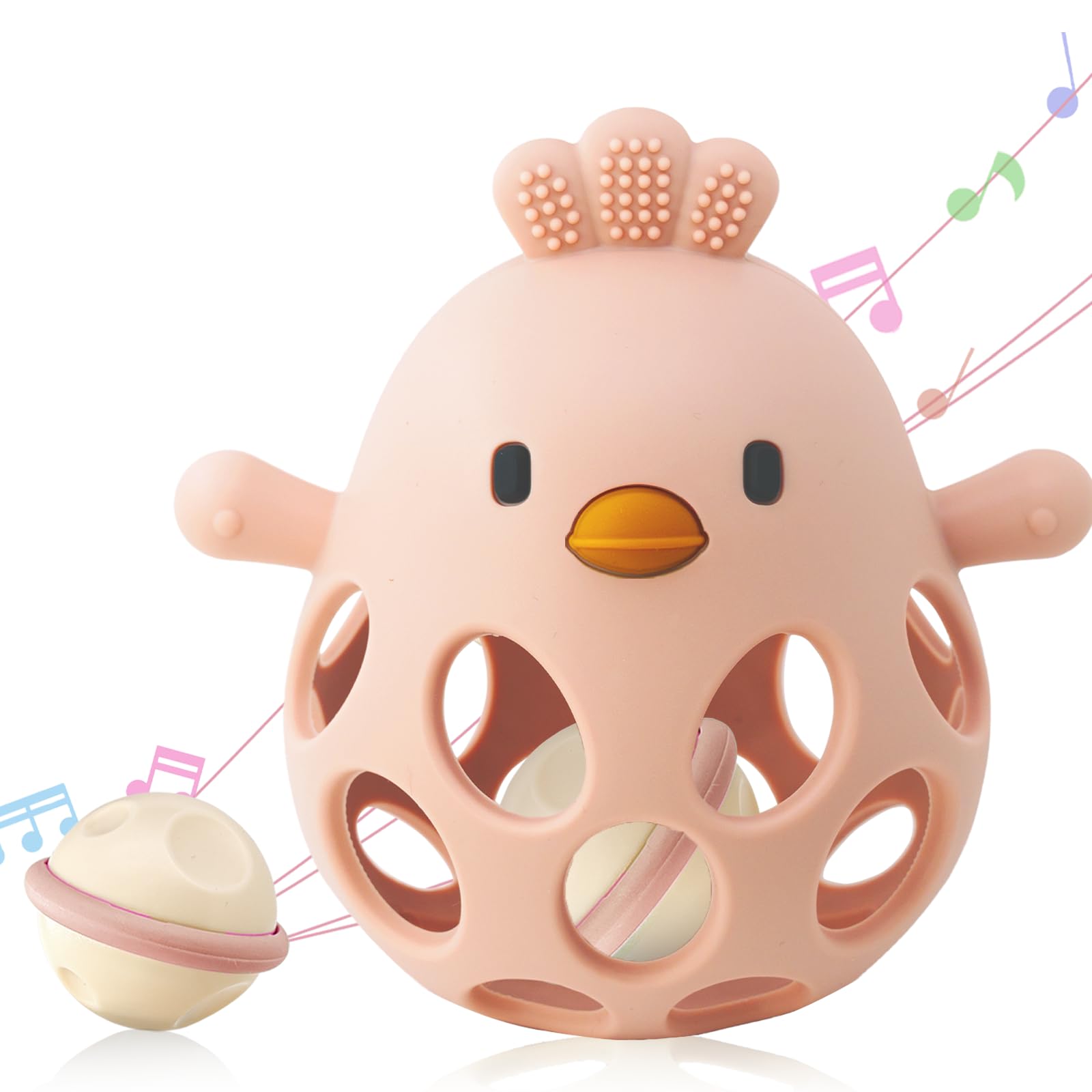 Chookachoo teether chick with grip holes for easy holding and soothing teething.