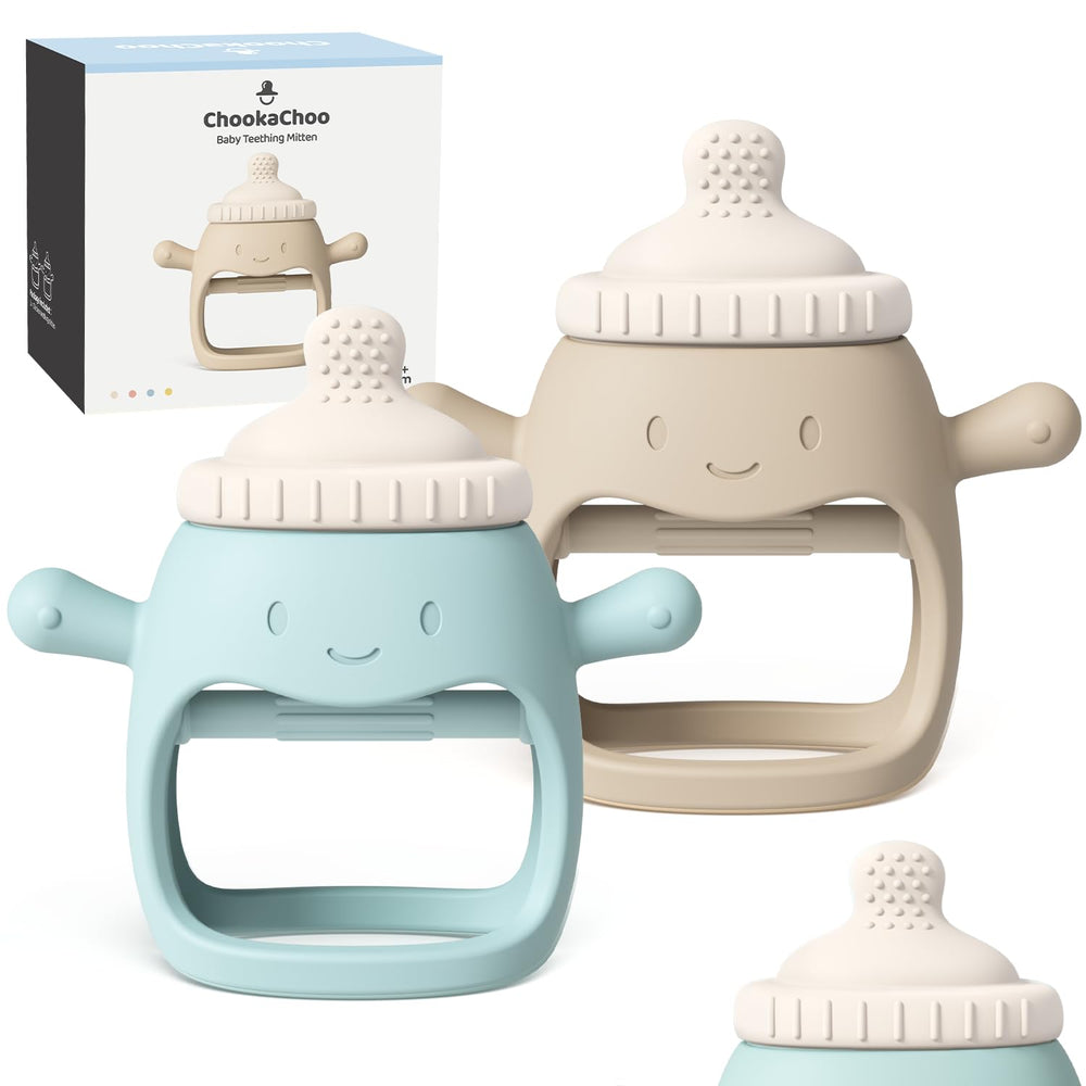 ChooKaChoo teething mitten closeup showing soft silicone texture for soothing gums