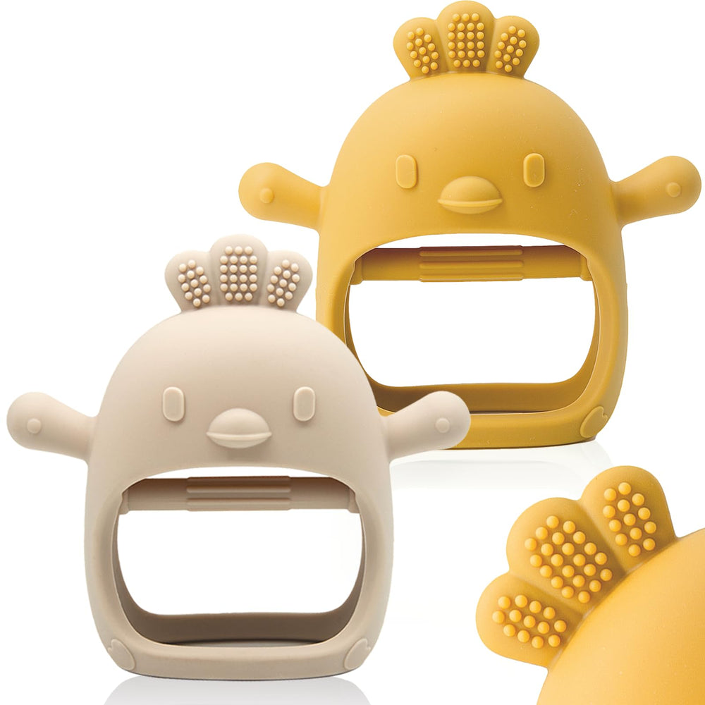 ChooKaChoo ginger teething mitten close-up soothing gums safely.
