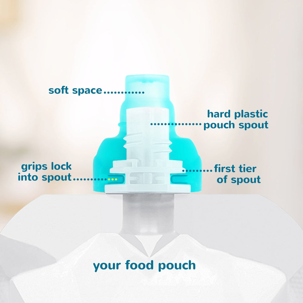 ChooMee SoftSip Tops white case closeup showing travel-friendly kit for on-the-go meals.