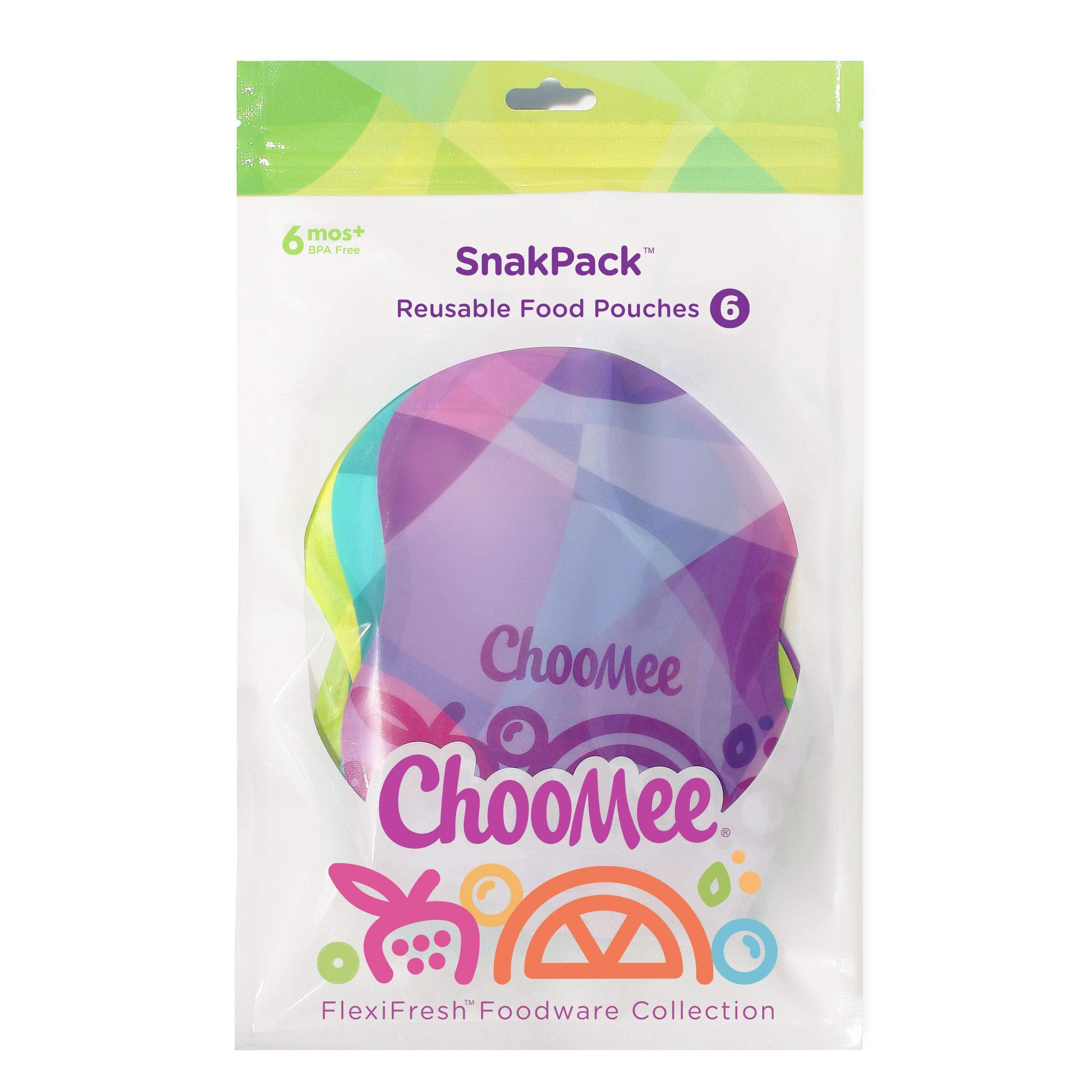 ChooMee TropiColor 6-pack packaging view shows eco-friendly reusable storage solution.