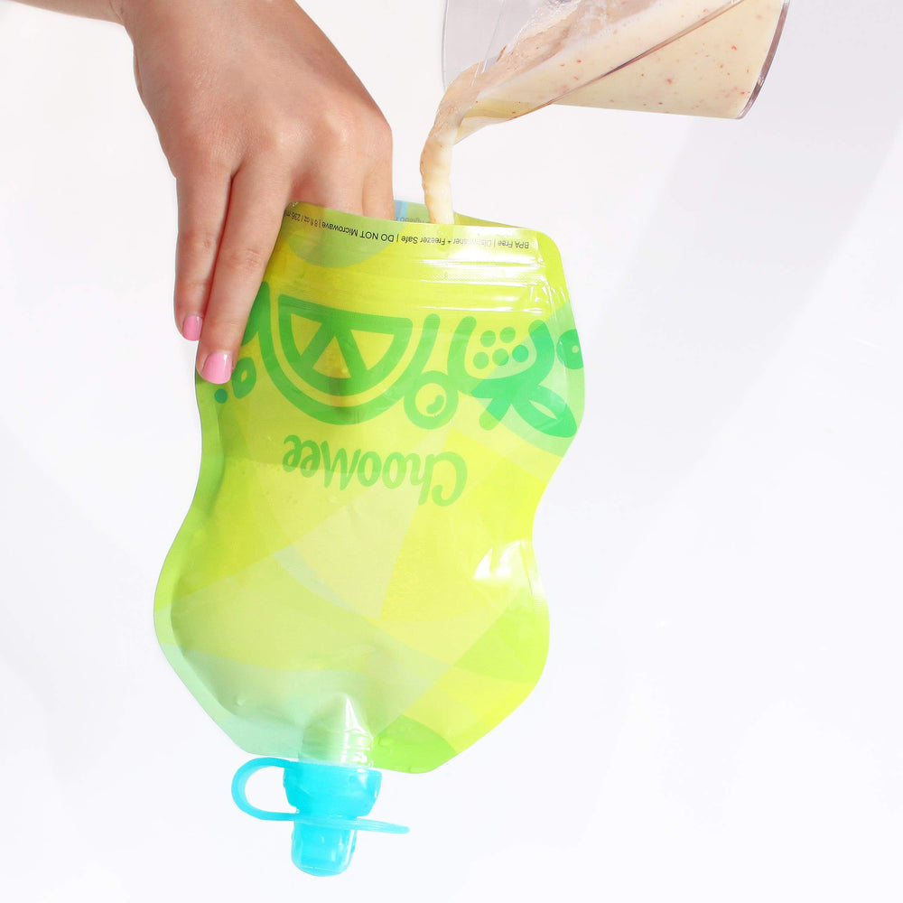 ChooMee TropiColor 8 oz pouch see-through window to monitor contents at a glance.
