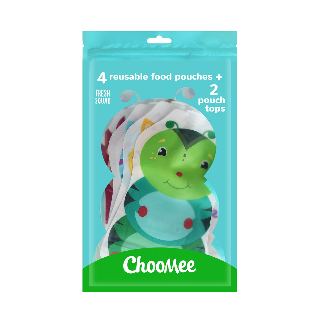 ChooMee dishwasher-safe, freezer-safe pouches suit everyday meals.