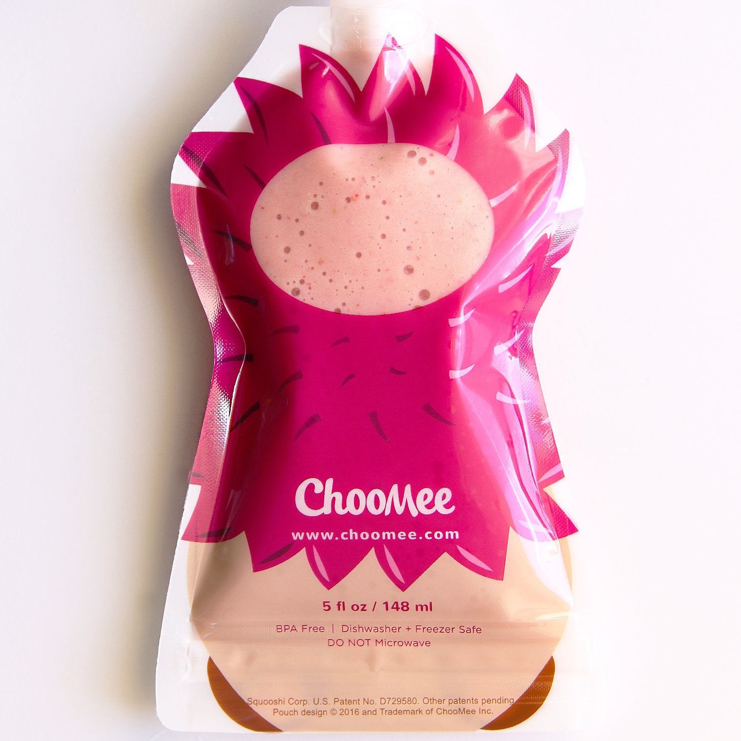 ChooMee fill opening demonstrates simple loading and convenient top-rack dishwasher safety.