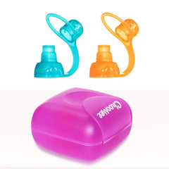 ChooMee SoftSip spout top click demonstrates secure attachment for spill-free feeding.
