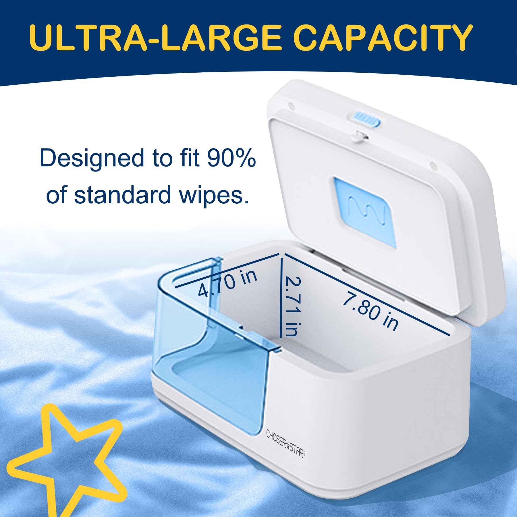 ChoserStar baby wipe warmer clean-design silhouette blends with nursery decor and keeps wipes accessible.