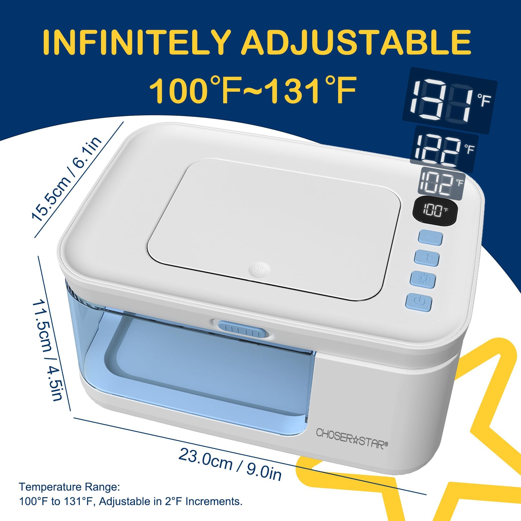ChoserStar wipe warmer mid-load demonstrates ample wipes for busy days