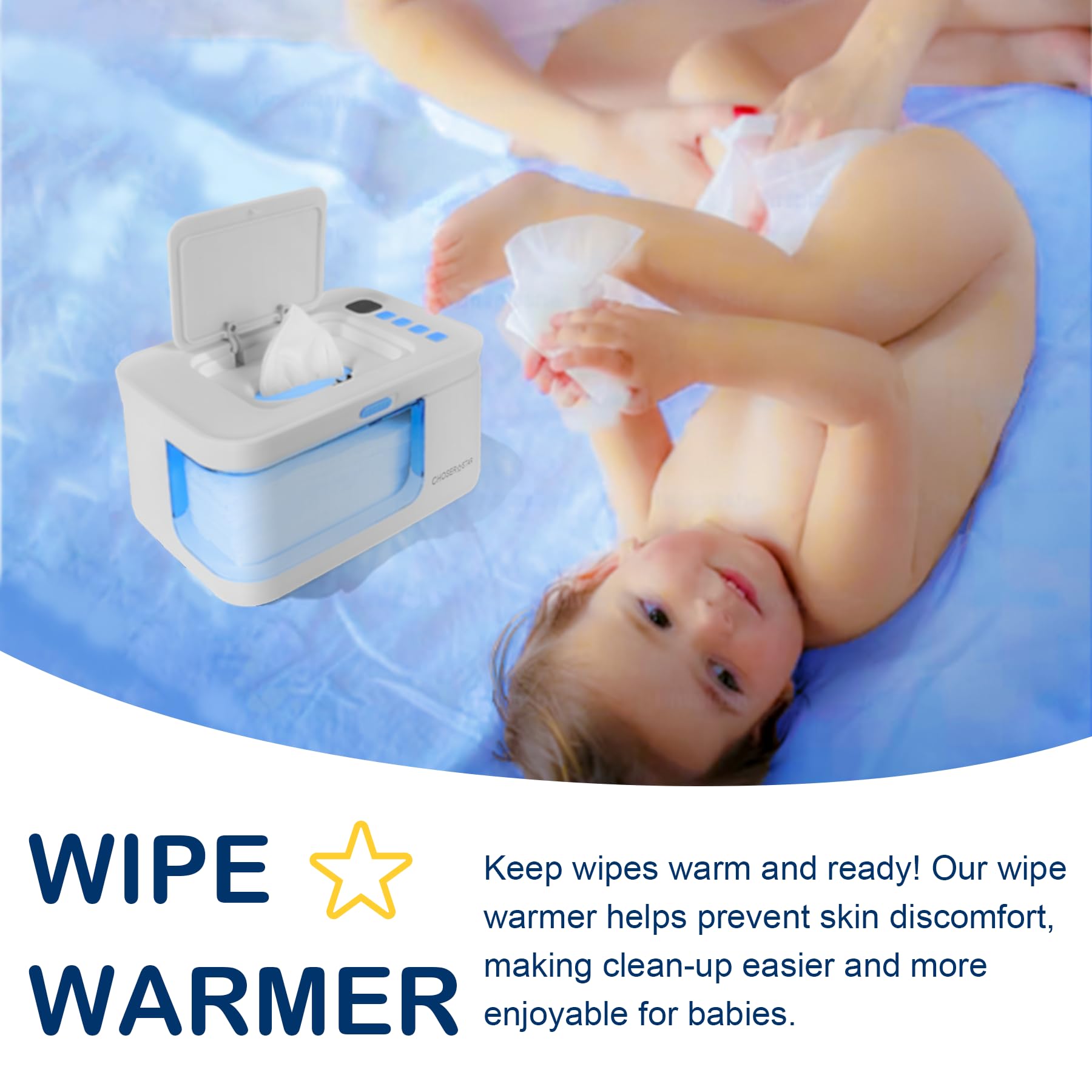 ChoserStar baby wipe warmer travel-friendly shows portable warmth on trips or outings.
