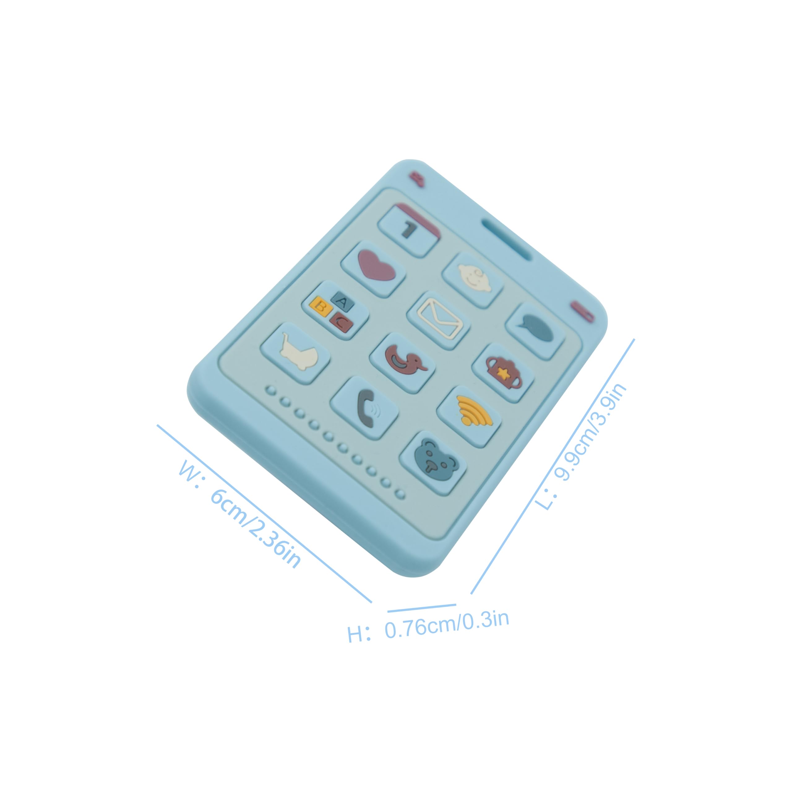 ChoserStar blue silicone teether close-up of securely attached buttons.