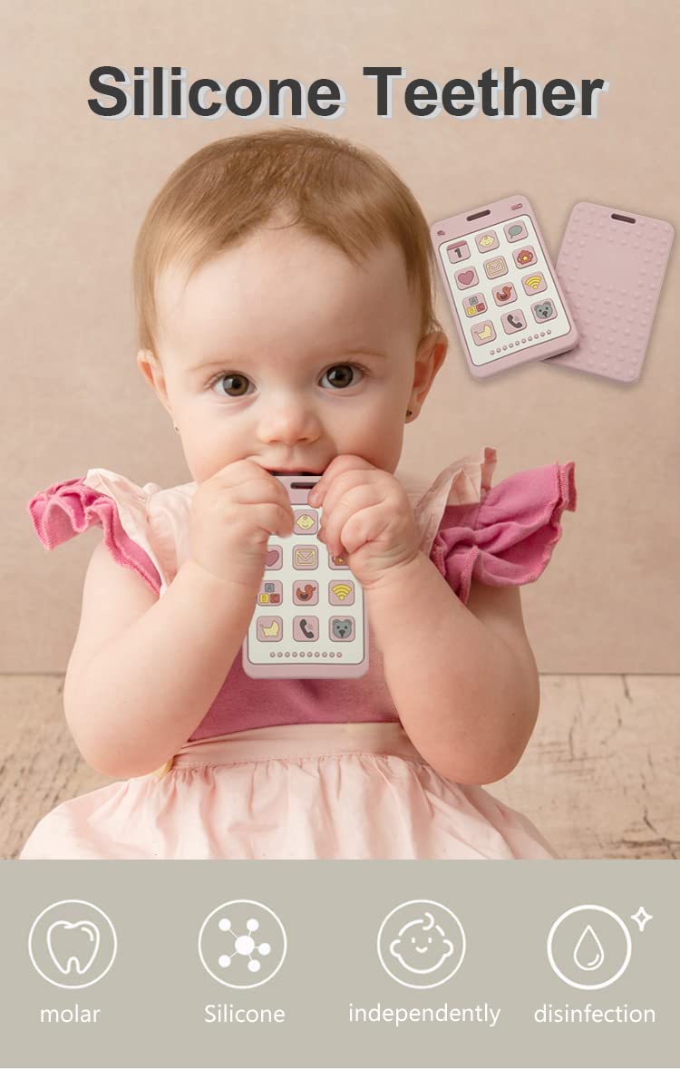 ChoserStar soft silicone teether pink, comfortable chew material for soothing gums and imagination