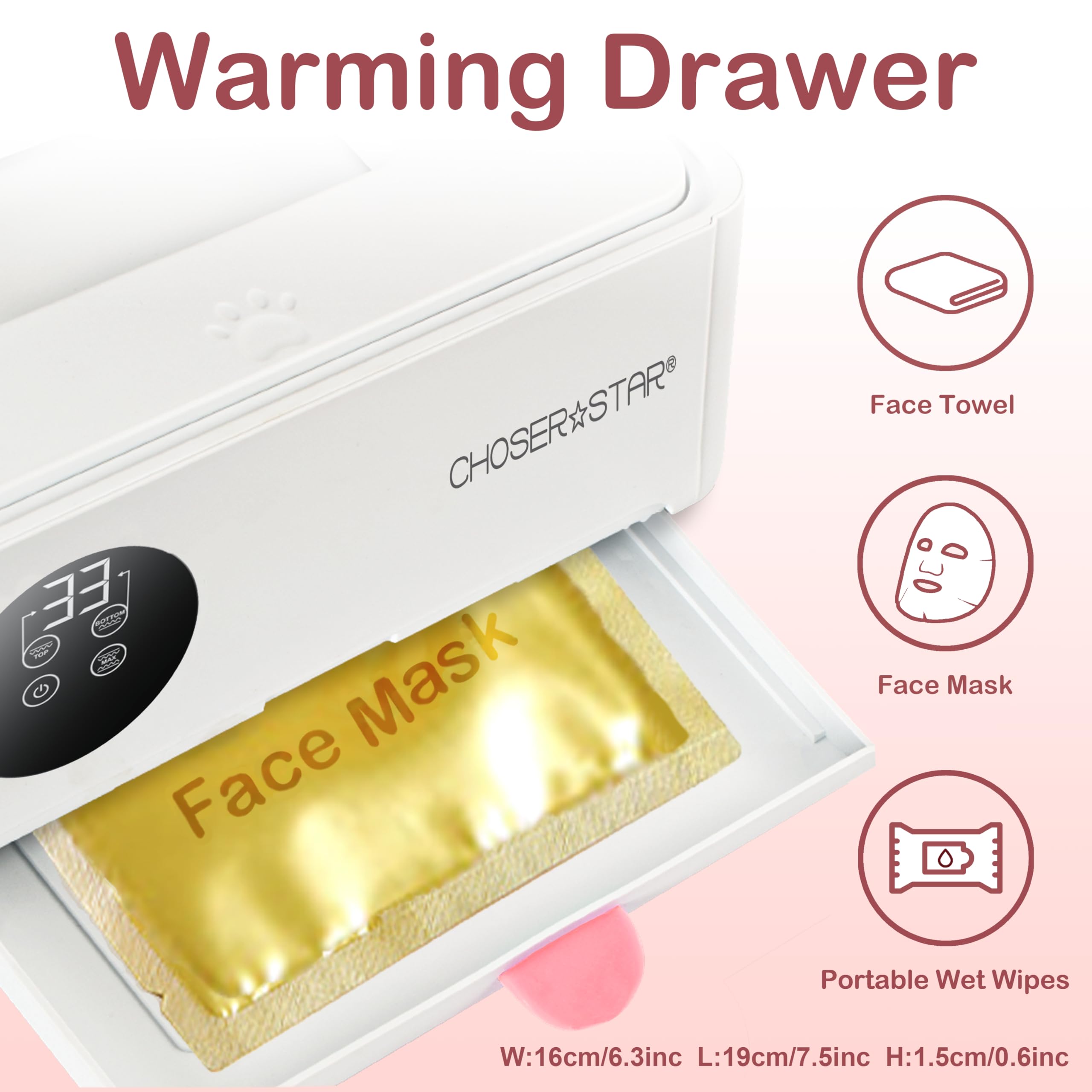 ChoserStar wipe warmer offers large-capacity storage for many wipes at night.