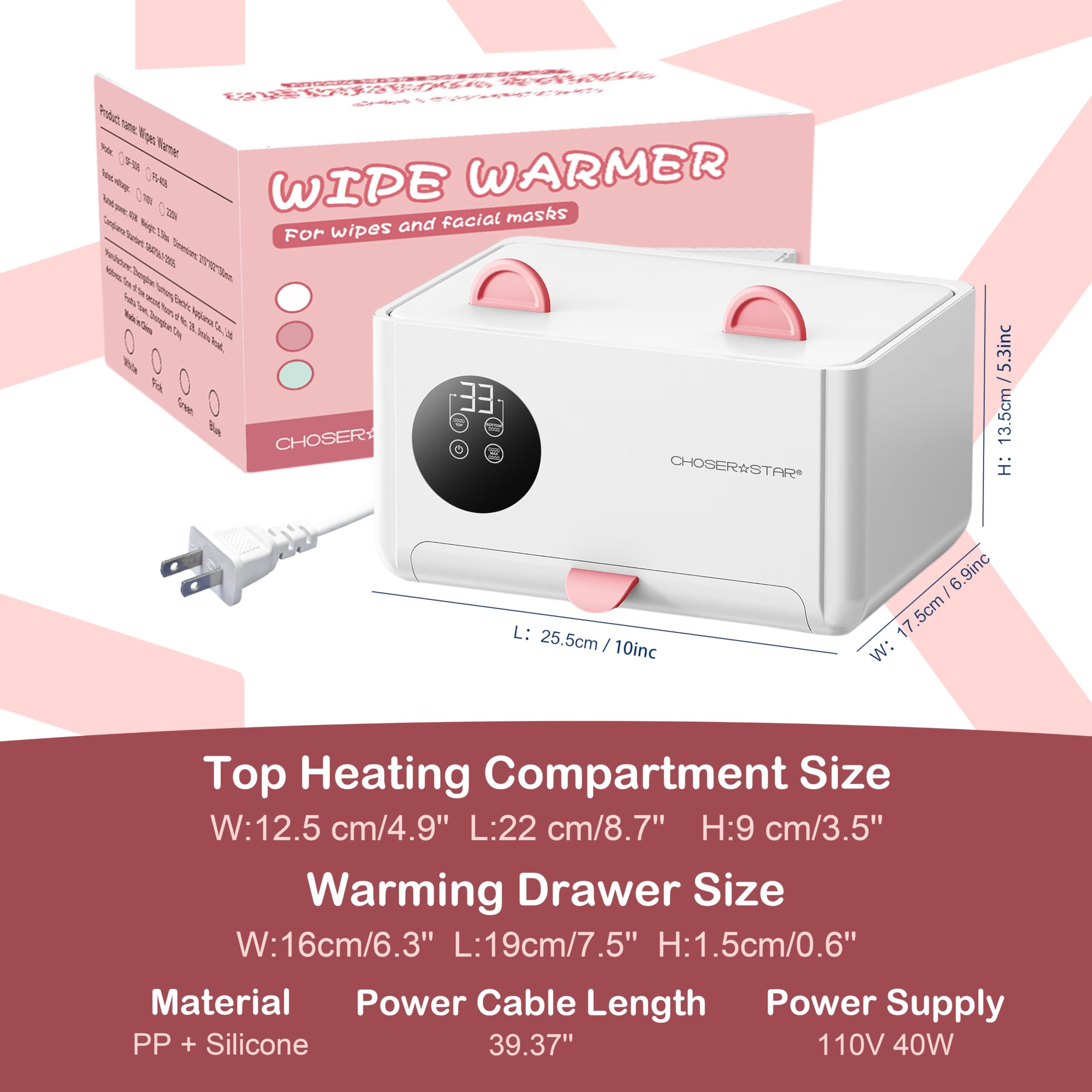 ChoserStar wipe warmer supports nightly newborn routines with cozy warmth.
