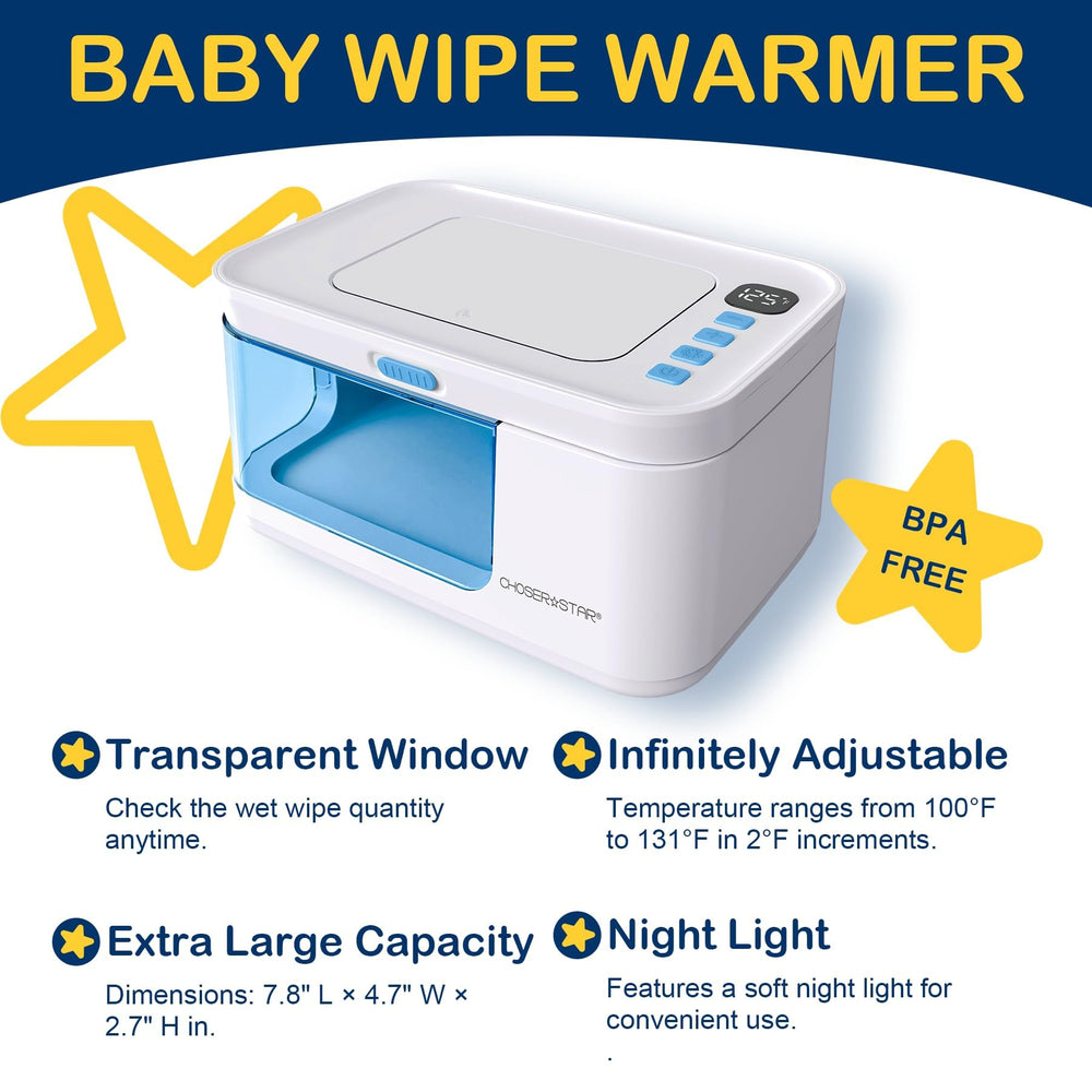ChoserStar wipe warmer with nightlight on for nighttime diapering
