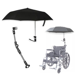 CHOYTONG wheelchair umbrella holder angle view demonstrates stable shade for comfortable rides.