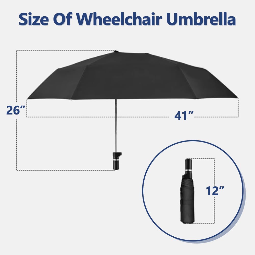 CHOYTONG umbrella mounted bracket shows quick setup on various wheelchairs.
