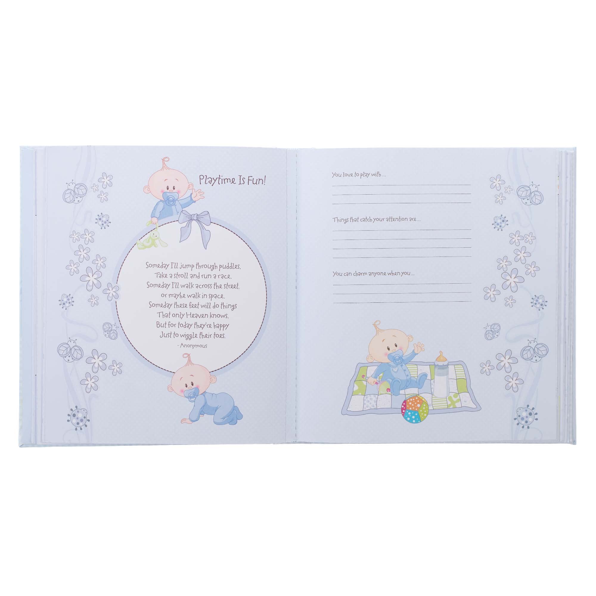 Christian Art Gifts journaling spaces invite details about birth, milestones, and daily joys