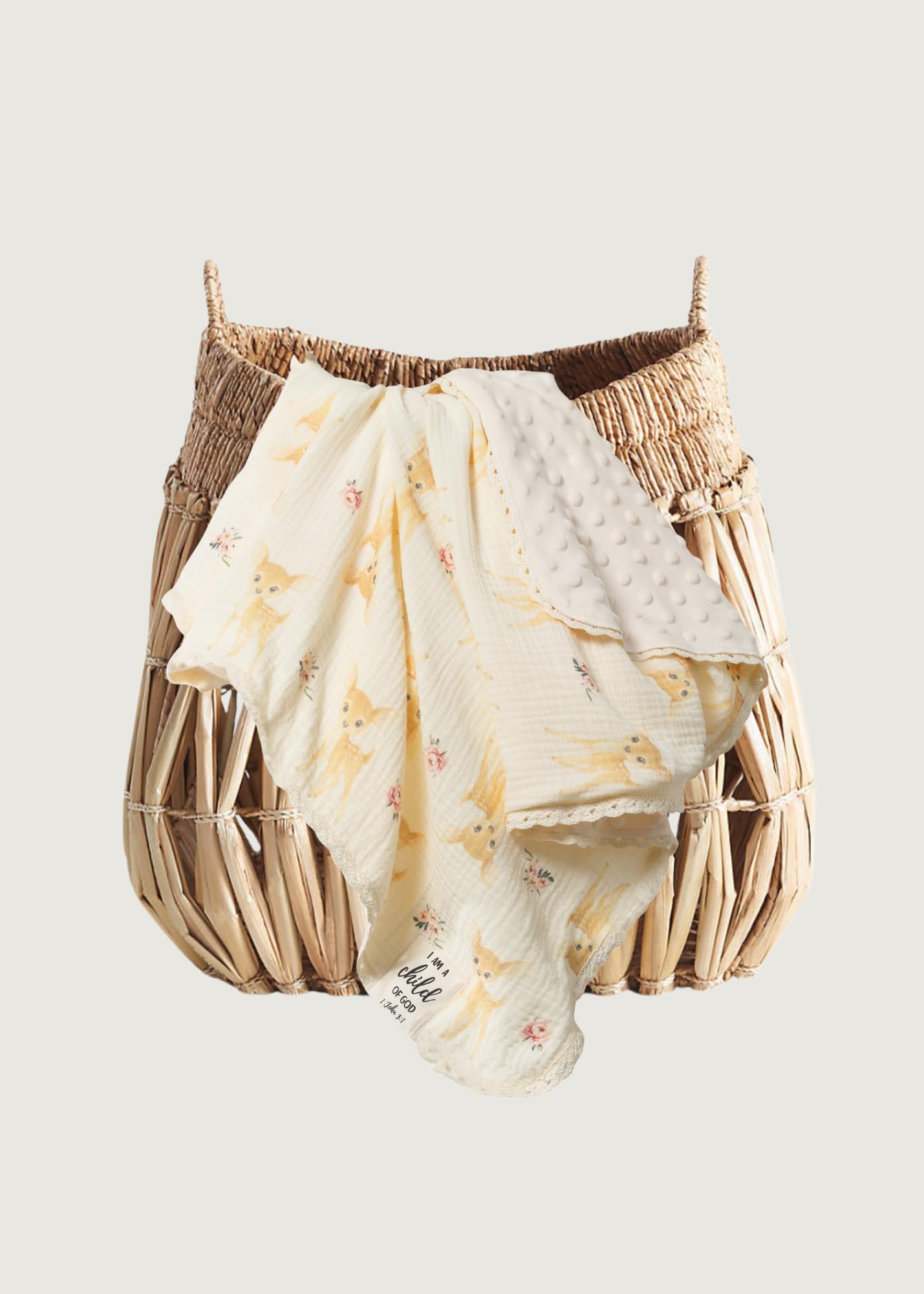 Christian Children’s Blanket Deer folded in stroller for on-the-go warmth