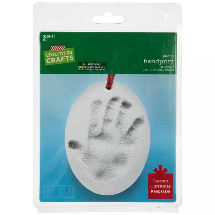 Christmas Crafts plaster handprint ornament mold for personalized keepsakes.