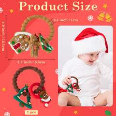 Christmas Teether two-pack silicone Christmas-bear rattle teether for self-soothing