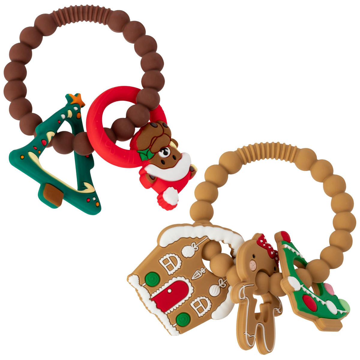 Christmas Teether two-pack silicone Christmas-tree teether for soothing teething