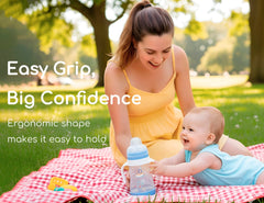 CHUBBIEE leak-proof fit keeps bottle steady during feeding.