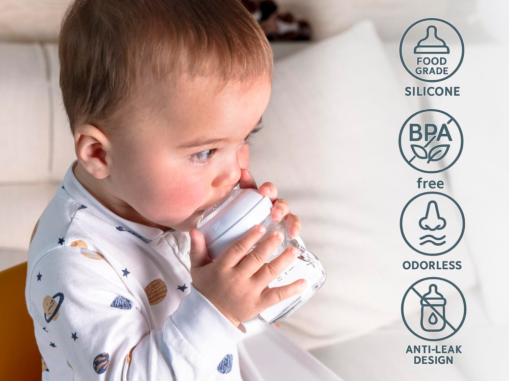 CHUBBIEE Natural Trainer Sippy Cup illustrates gentle learning and independent drinking progression