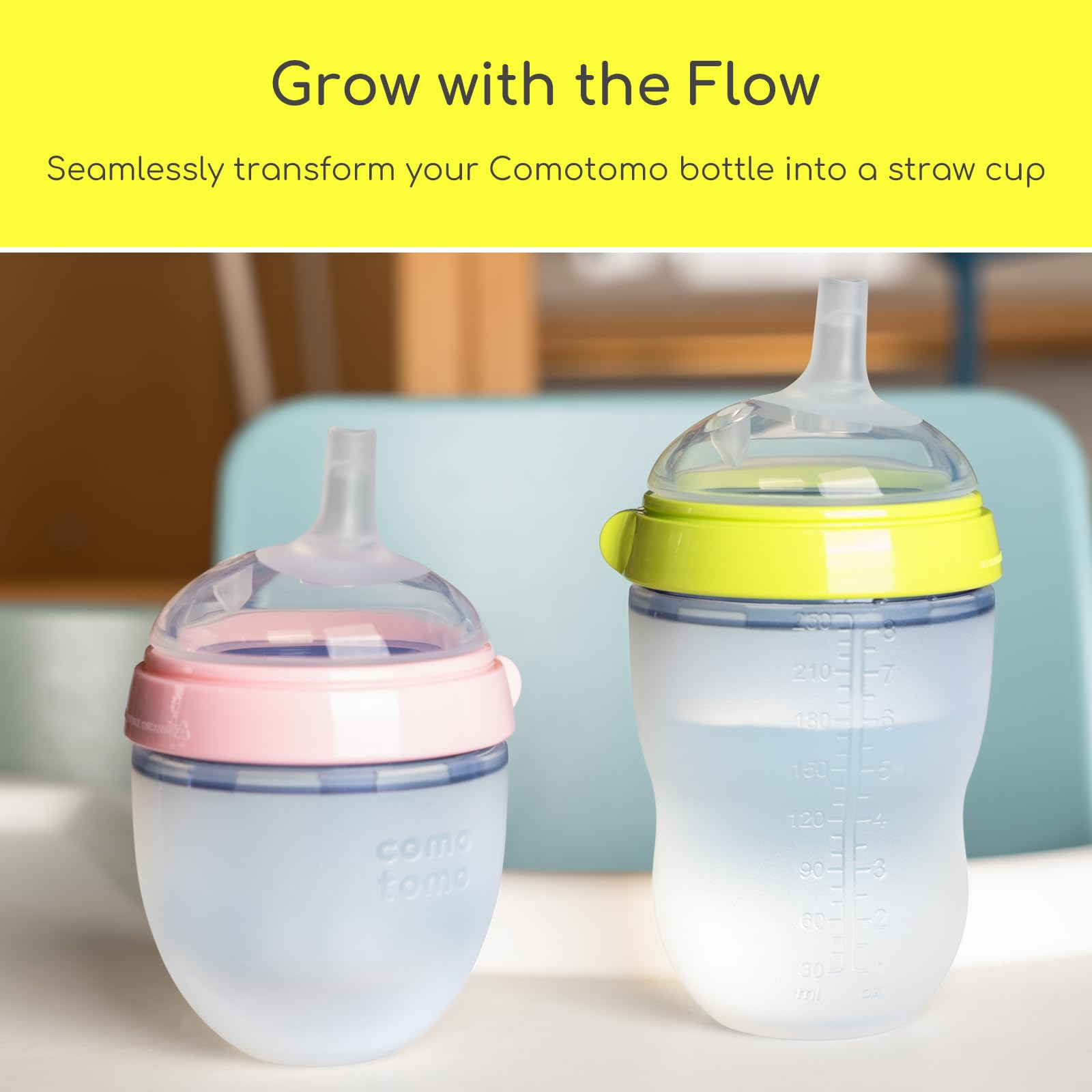 CHUBBIEE silicone spout close-up, soft on gums for gentle transitions