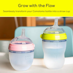 CHUBBIEE silicone spout close-up, soft on gums for gentle transitions