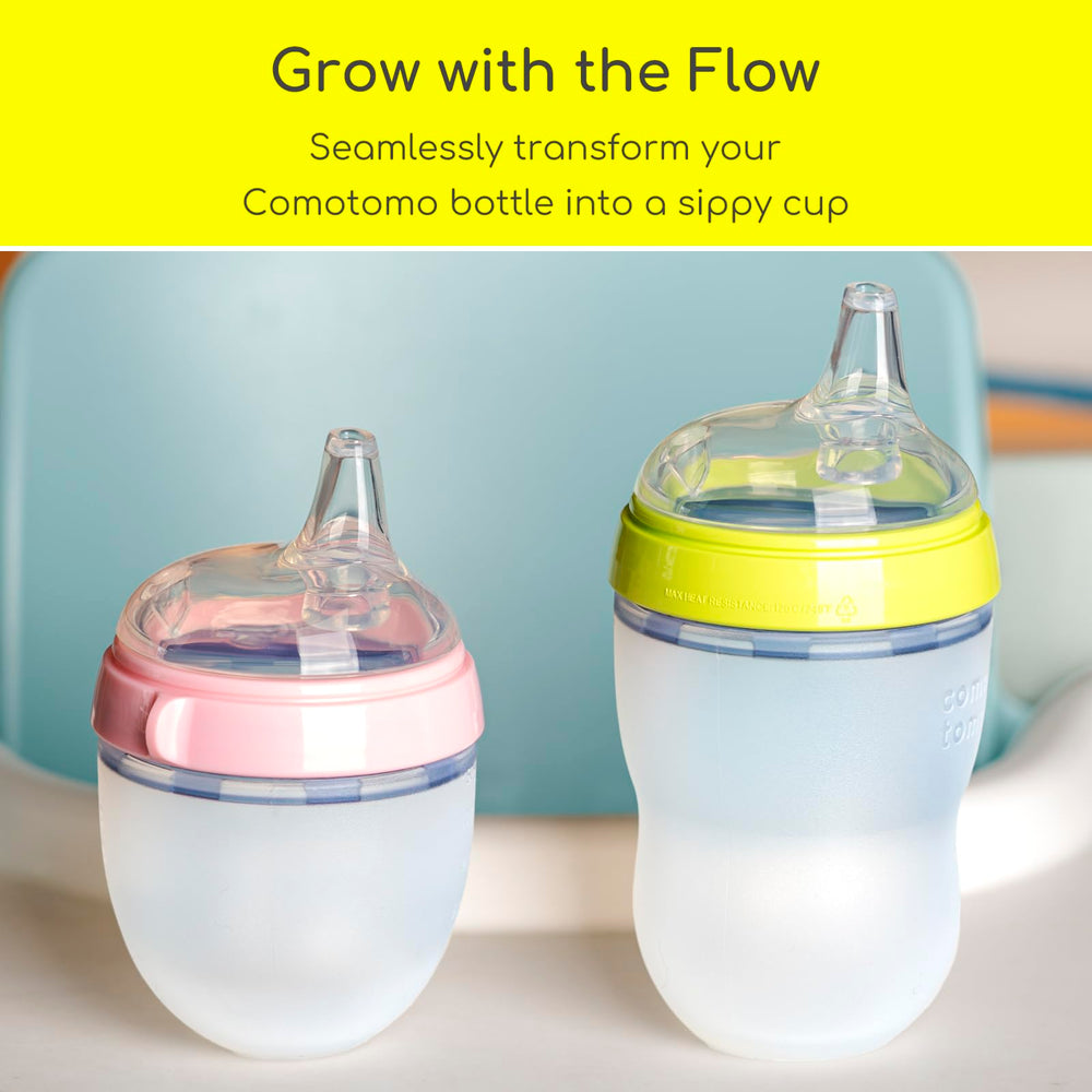 CHUBBIEE silicone spout close-up shows soft surface for gentle teething comfort