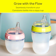 CHUBBIEE silicone spout close-up shows soft surface for gentle teething comfort