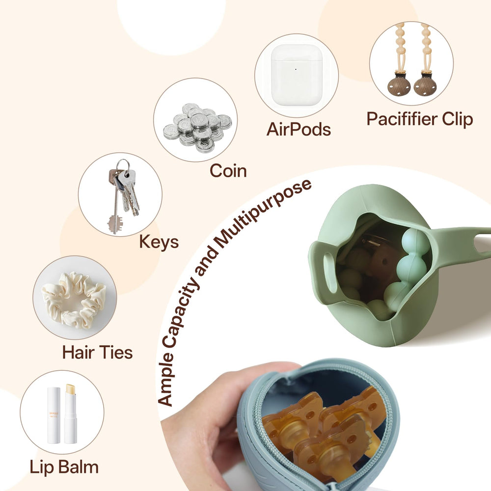 ChufanMomsil pacifier case with hanging strap attached to diaper bag