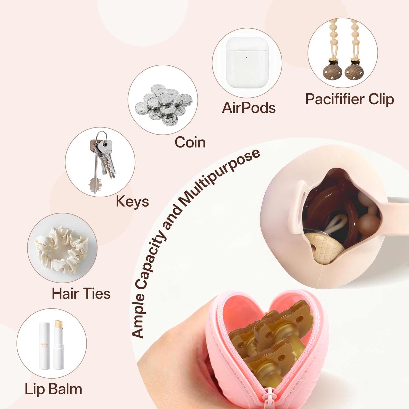 ChufanMomsil pacifier holder diaper bag clip attaches securely to stroller for quick reach.