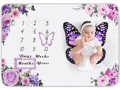 Chumia baby milestone blanket front view with ample space for monthly photos and props