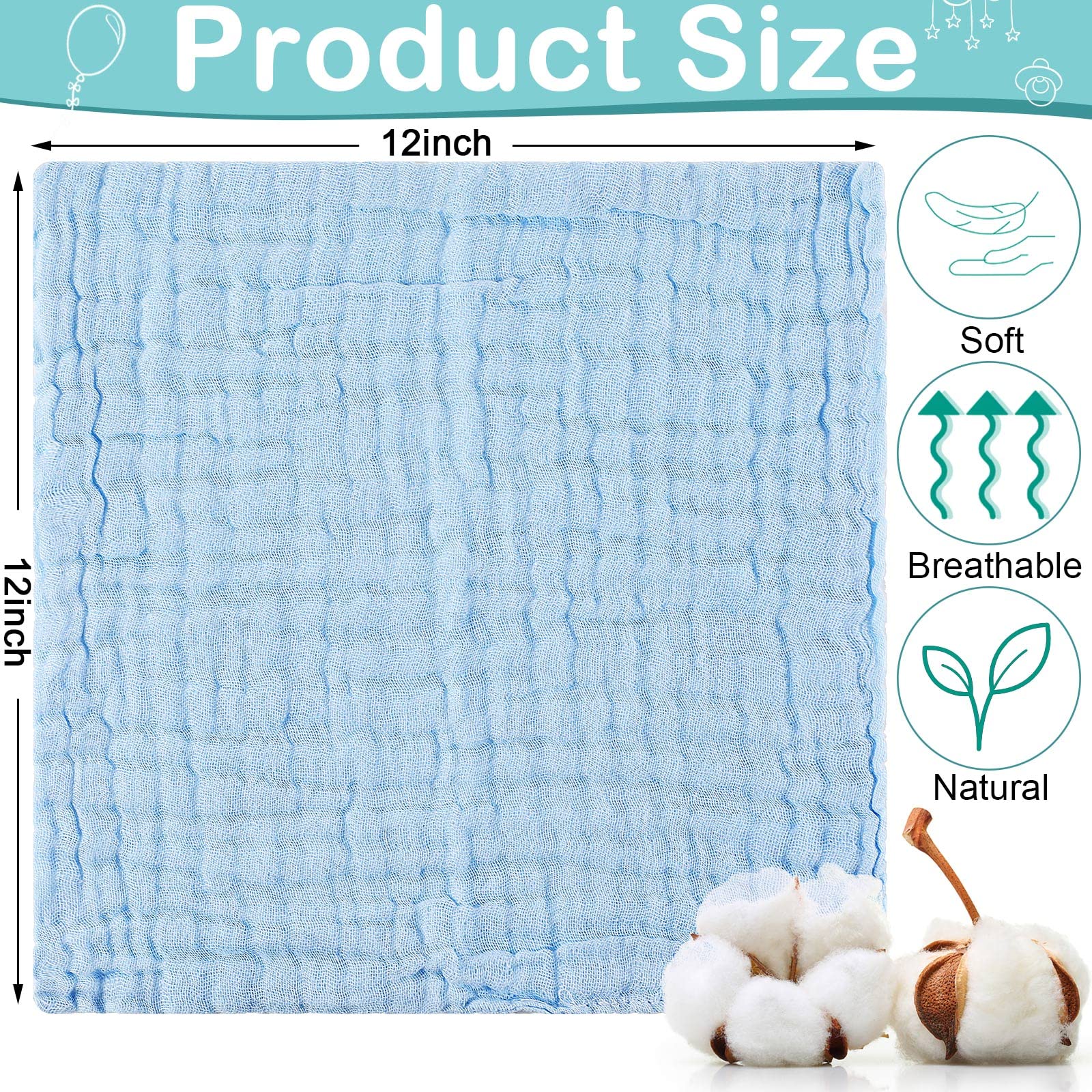 Chumia white muslin cloth, high absorbency for quick spit-up cleanup.