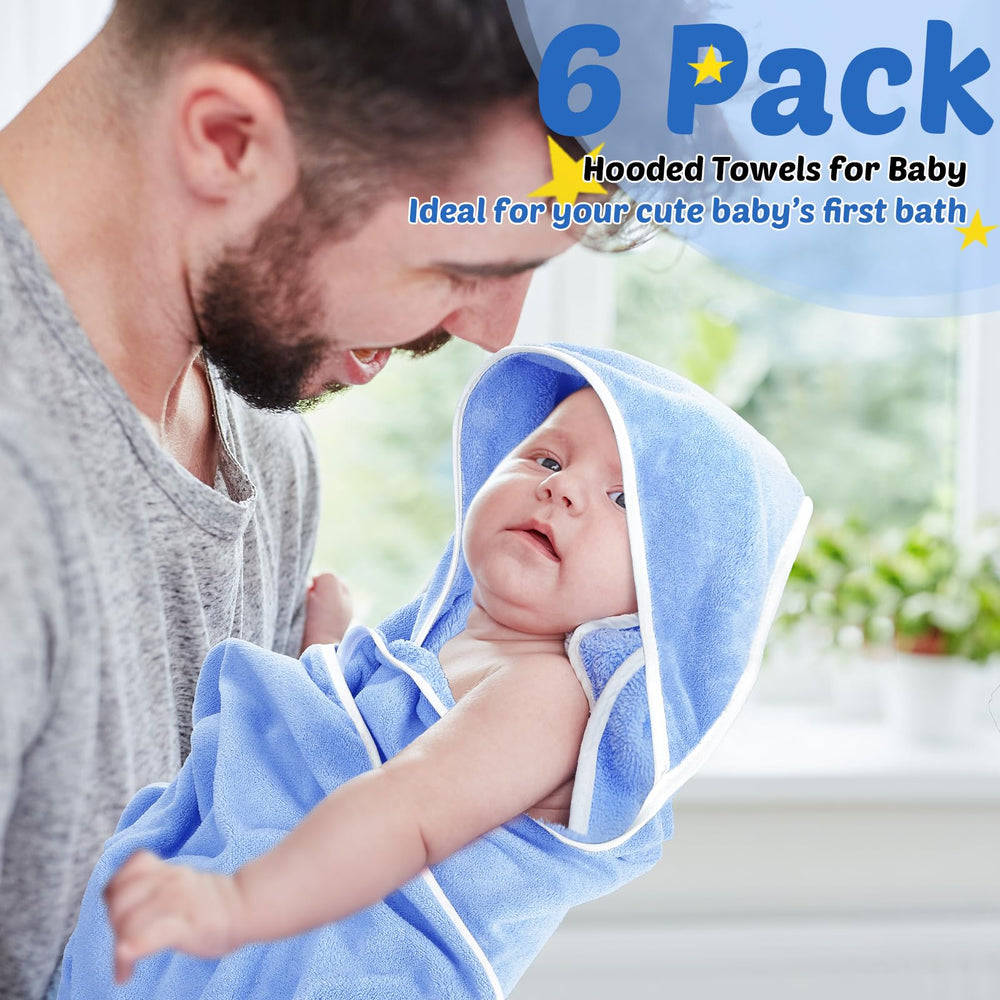 Chumia blue towels shown as a practical baby shower gift