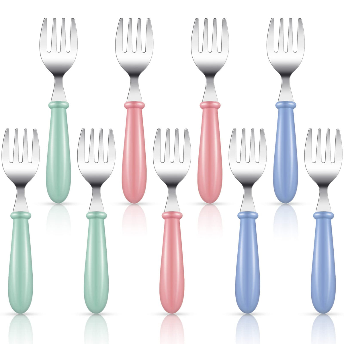 Chumia toddler forks with round handles, easy grip for confident self-feeding.