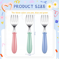 Chumia stainless steel toddler forks with rounded tips, durable and rust-resistant.