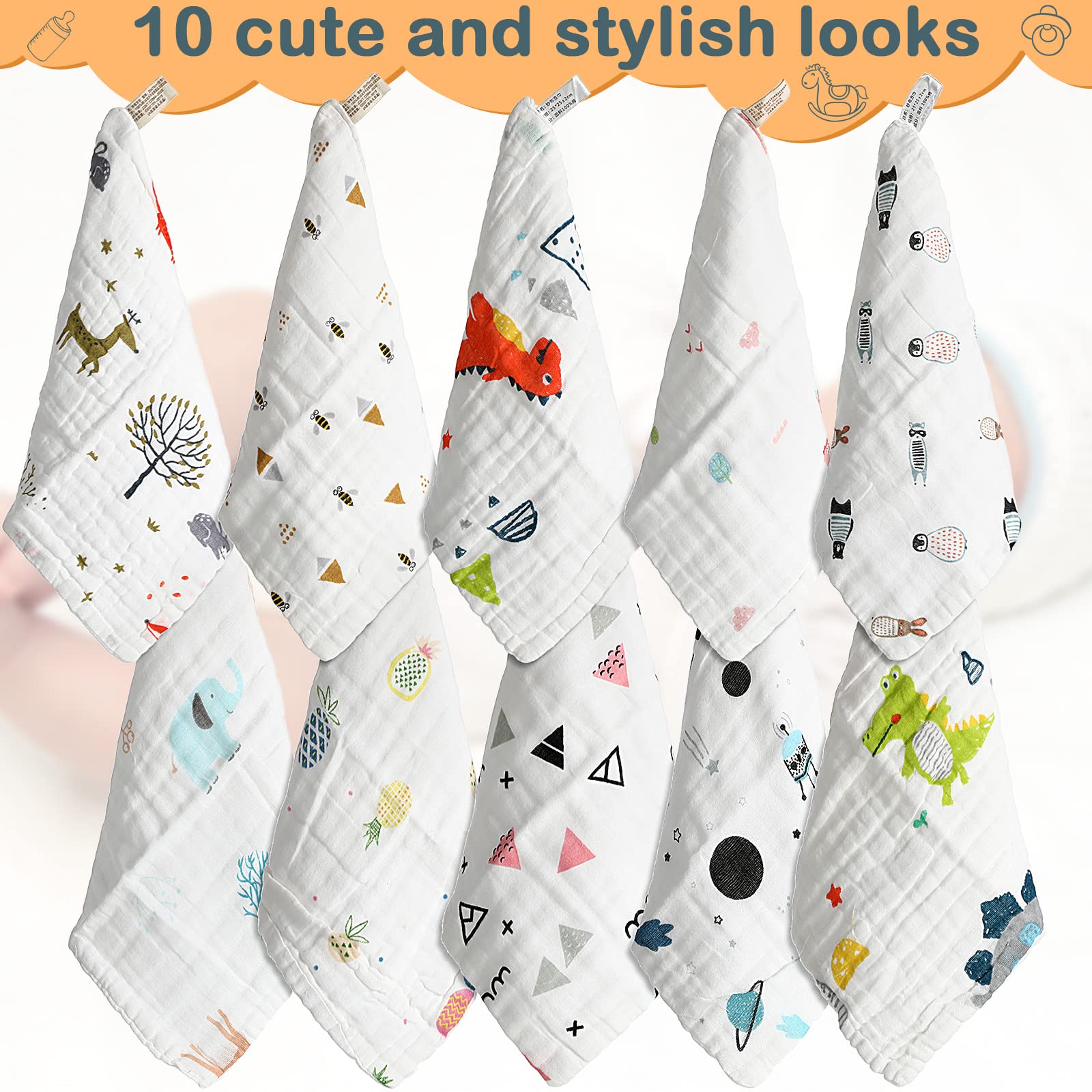 Chumia reusable burp cloths are machine washable for quick turnarounds between uses.
