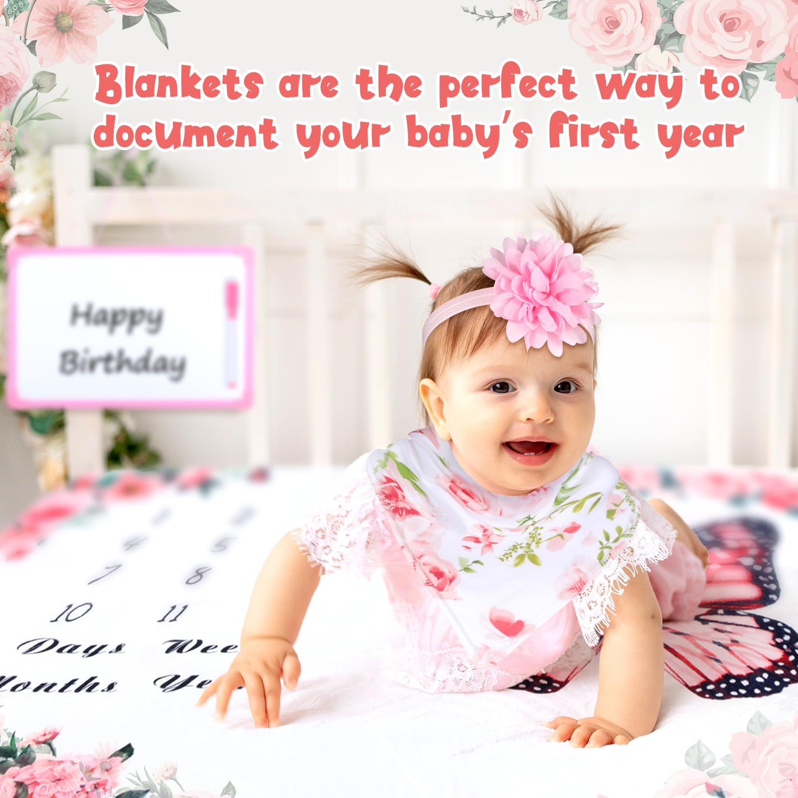 Chumia pink baby bandana bib as a prop-friendly accessory.