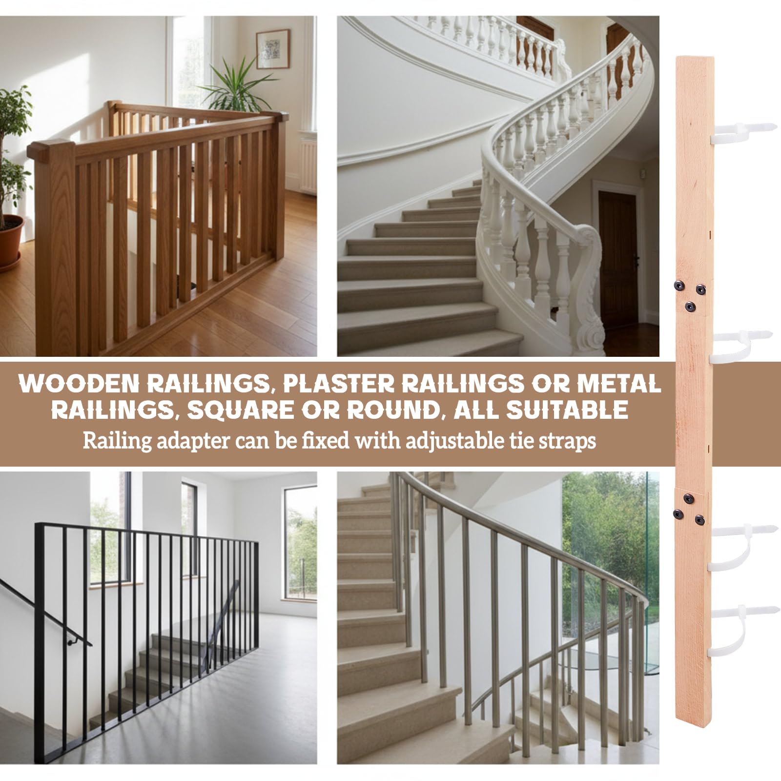 Chunful banister adapter length extended to 42 inches highlights wide coverage for gates.