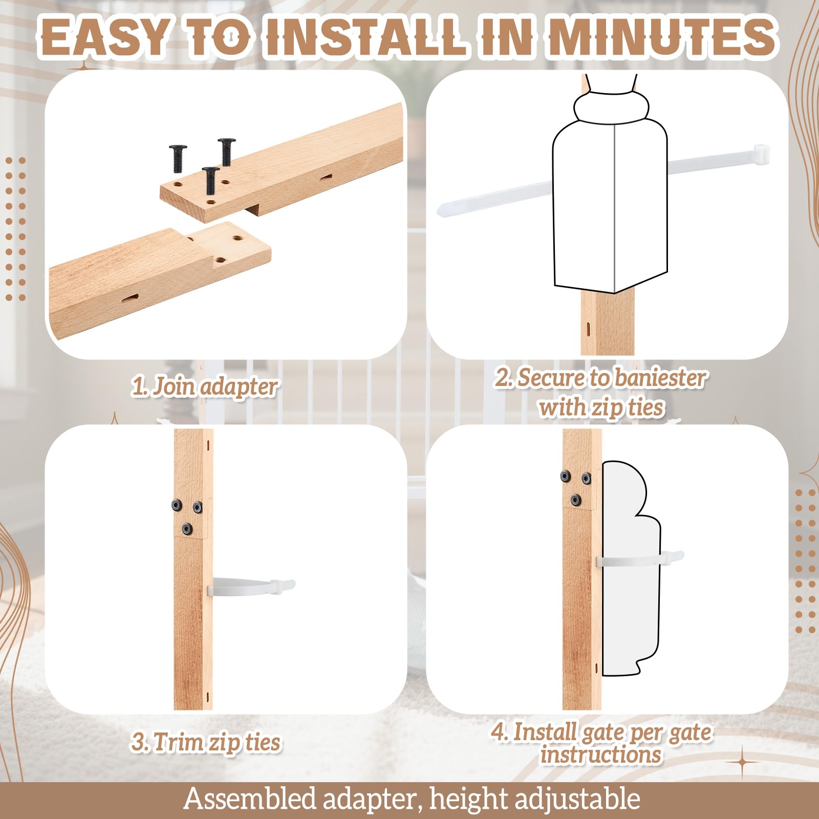 Chunful banister adapter with no-hole mounting delivers non-destructive setup on railings.